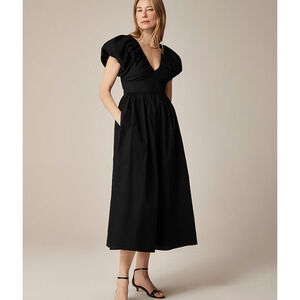 J Crew Collection Cecily Dress In Cotton Poplin Size 8 Black
